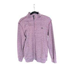TravisMathew Heathered Burgundy Quarter Zip Pullover Sweater Golf Casual Men’s M